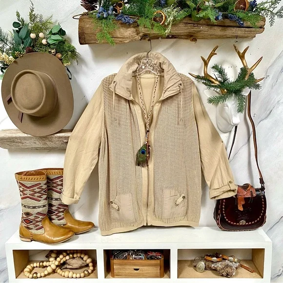 Safari MESH boho spring/summer cardigan/cover up/jscket resort cruise vacay vibe - Picture 3 of 12